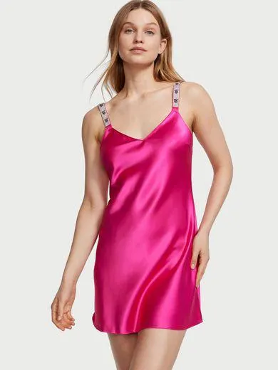Rochie tip slip din satin și dantelă Shine Strap