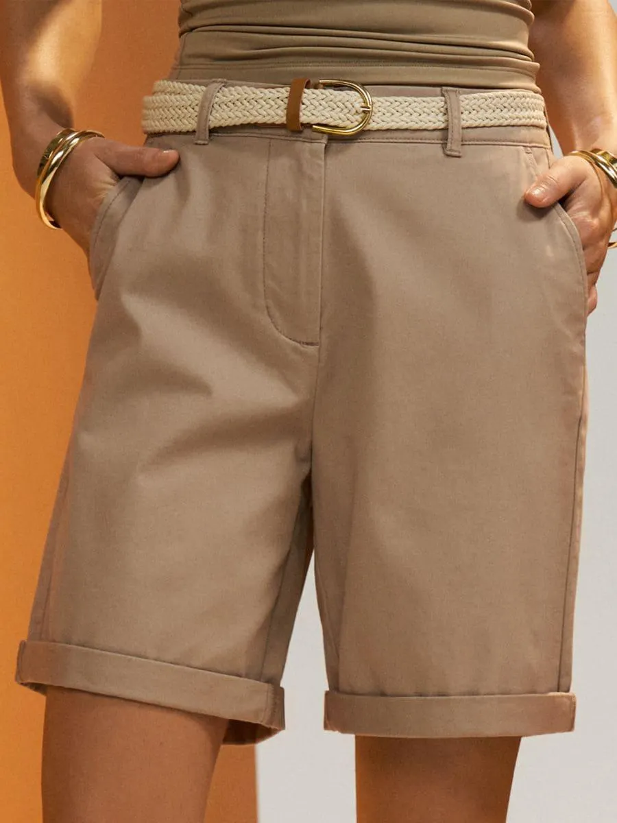 Pantaloni scurți din bumbac cu curea