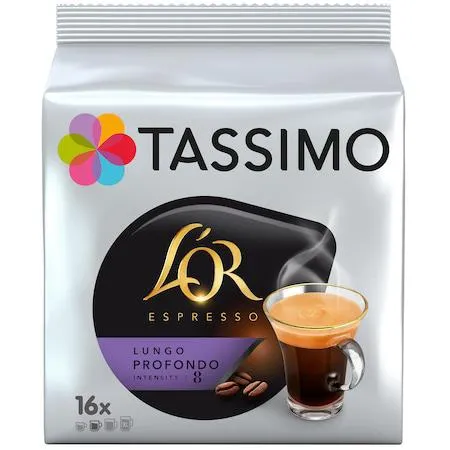 Capsule cafea, L'OR Tassimo Lungo Profundo, 16 bauturi x 120 ml, 16 capsule