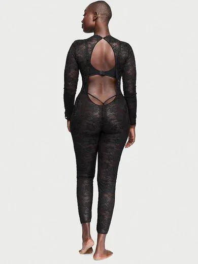 Piesă Catsuit din dantelă transparentă