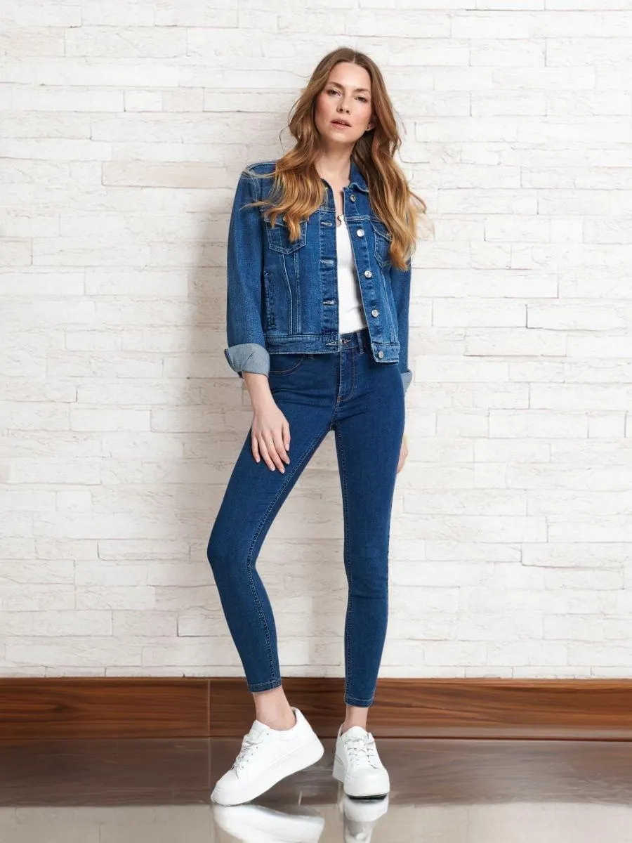 Blugi skinny cu talie medie