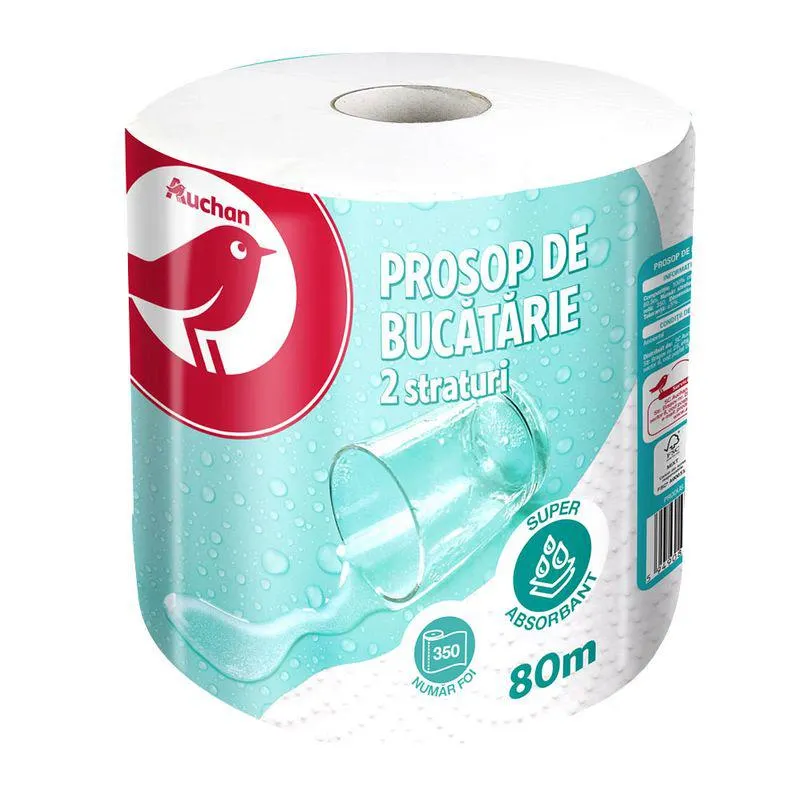 Rola prosop de hartie Auchan 80 m, 2 straturi