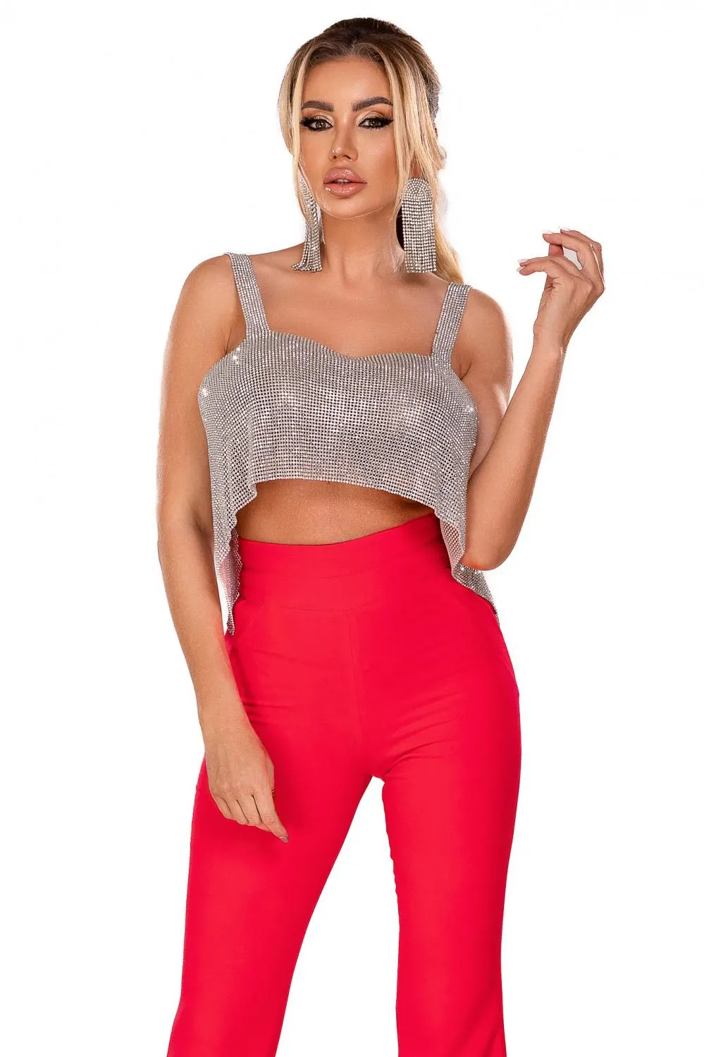 Top argintiu din strasuri