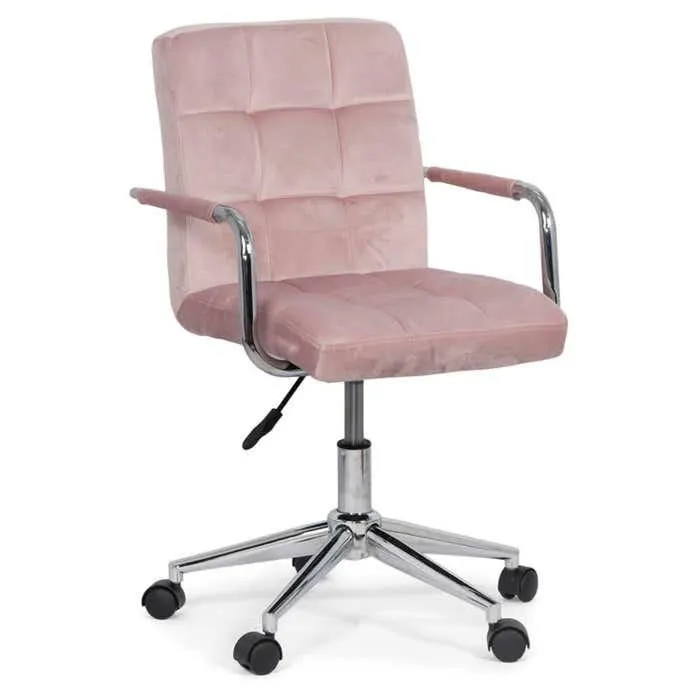 Scaun birou copii OFF 328V, rotativ, catifea, roz, 1C