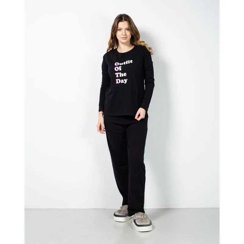 Pijamale din bumbac cu mesaj imprimat 23MUR36008