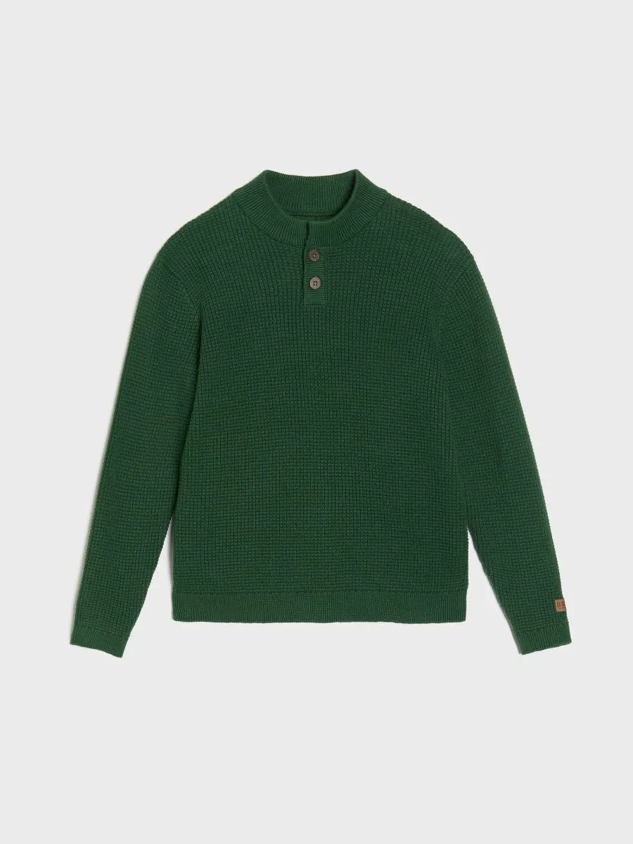 Pulover din bumbac cu nasturi