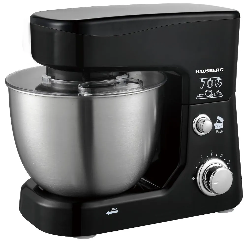 Mixer planetar Hausberg HB-7625NG, 3.5 litri, 6 viteze, 700 W, Negru