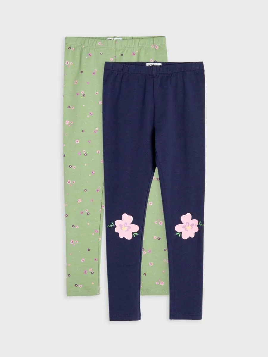 Set de 2 perechi de colanți cu conținut ridicat de bumbac