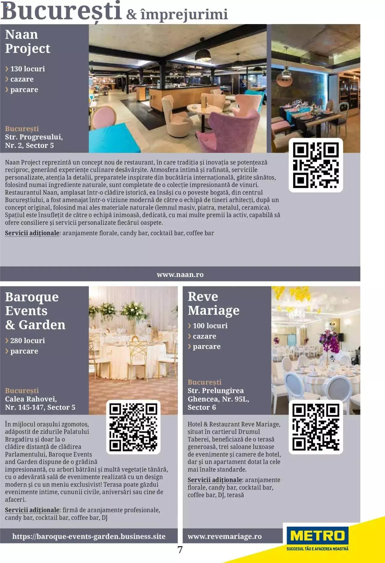 Catalog Metro - Ghid locații pentru evenimente 2022 de la 5 aprilie până la 31 decembrie 2023 - Revista Pagina 7