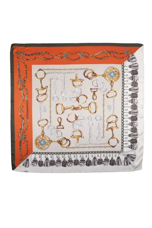 Esarfa dama orange patrata de primavara