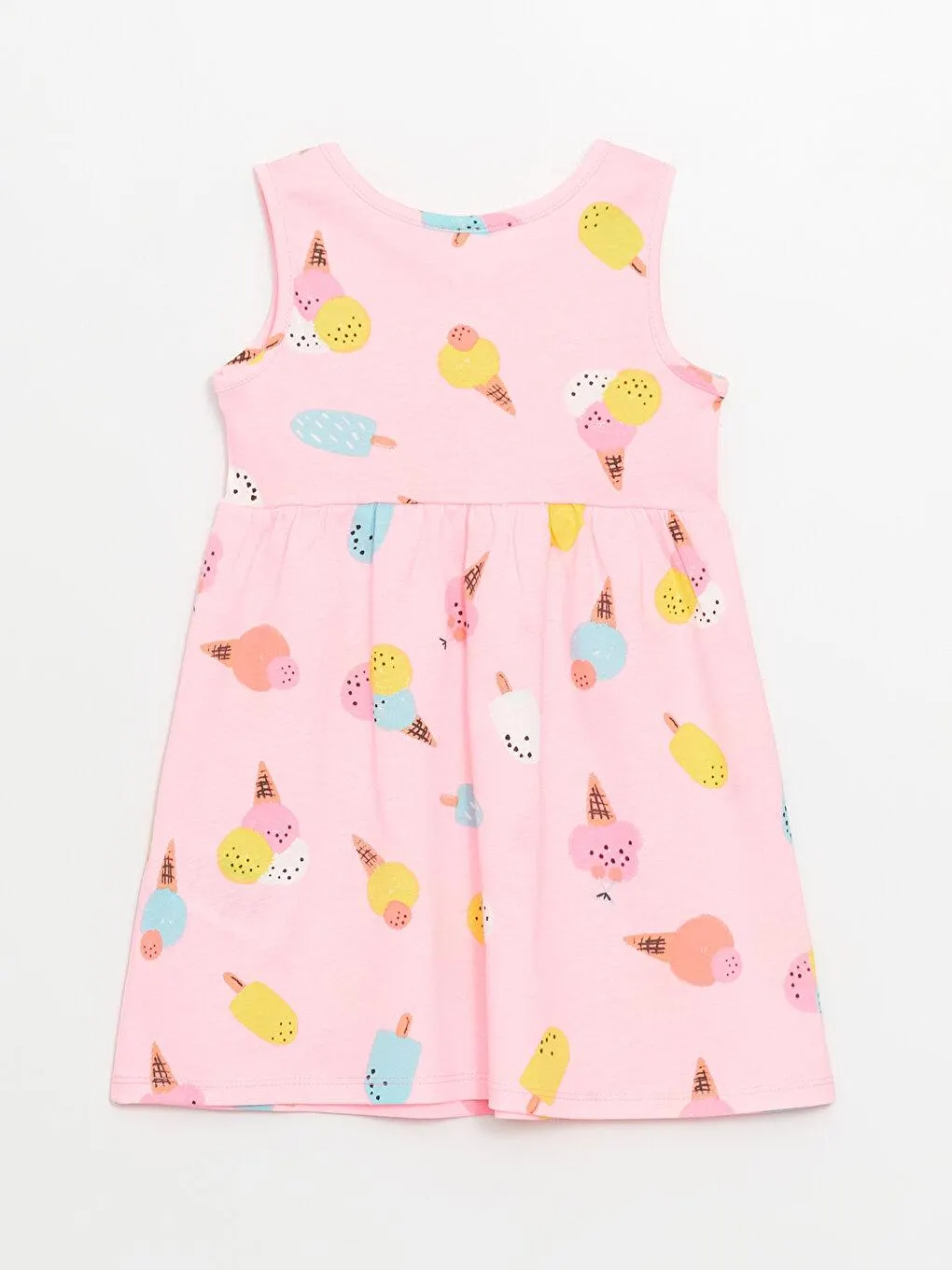 Rochie cu guler rotund cu print pentru fetite