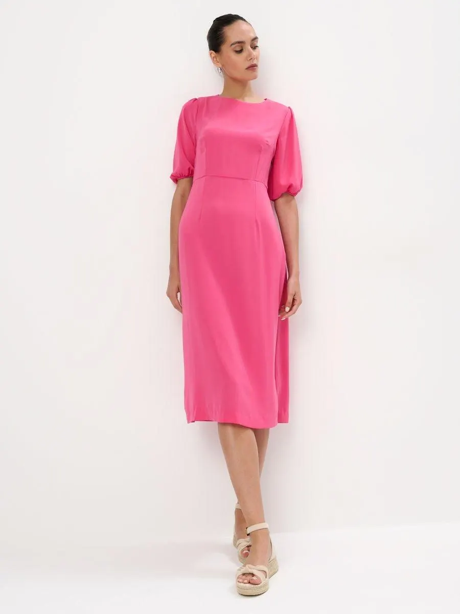 Rochie midi cu mâneci bufante