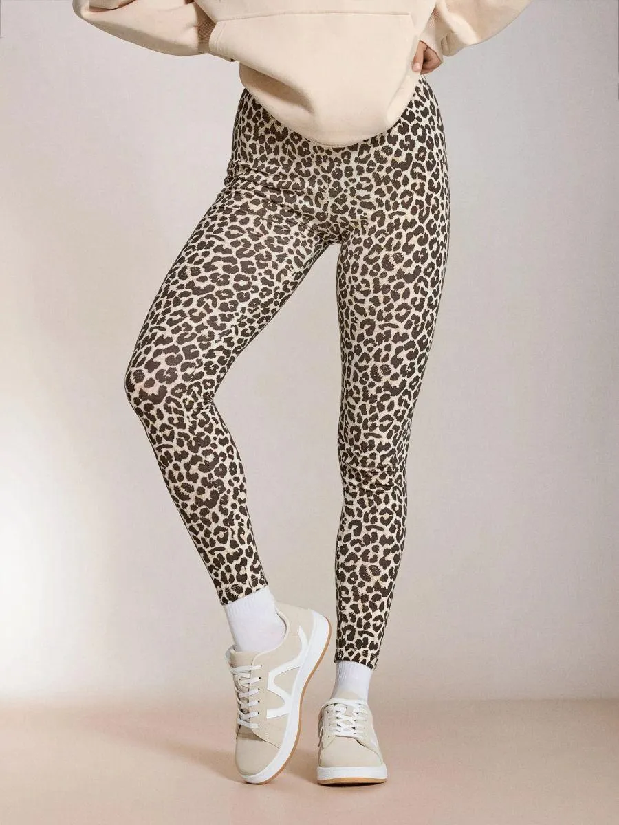Pantaloni legging cu imprimeu leopard