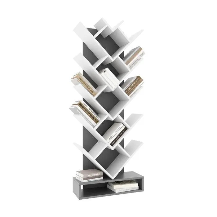 Etajera Veneto, PAL, alb + gri, 58 x 22 x 150 cm, 1C