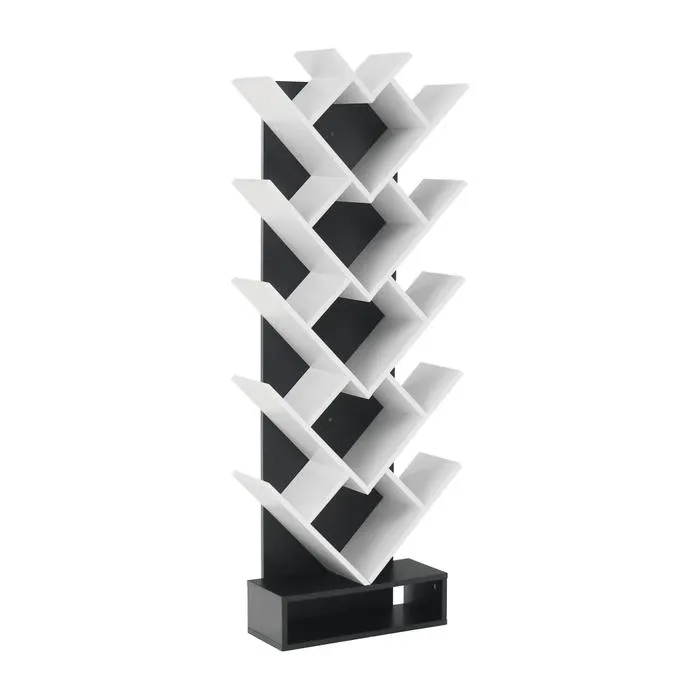 Etajera Vevey, PAL, alb + negru, 59 x 21.6 x 150 cm, 1C