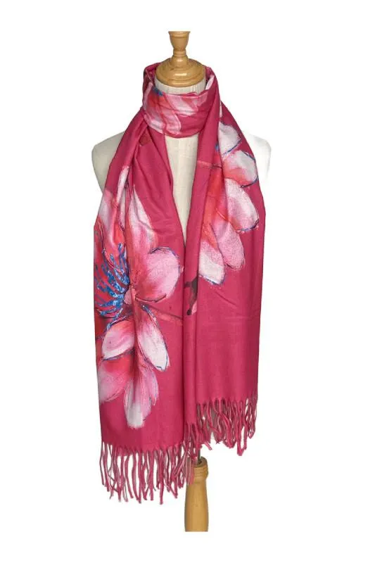 Esarfa dreptunghiulara ciclame cu lana