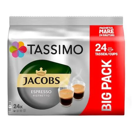 Capsule cafea, Jacobs Tassimo Espresso Ristretto, 24 bauturi x 50 ml, 24 capsule