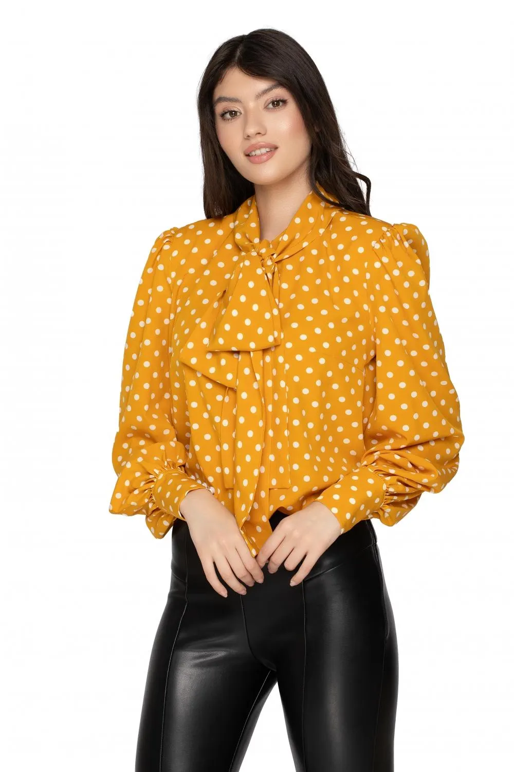 Camasa eleganta mustar cu buline