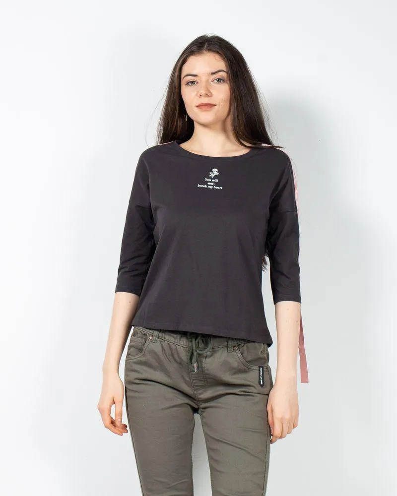 Bluza din bumbac cu maneci trei sferturi 23ITTB4021