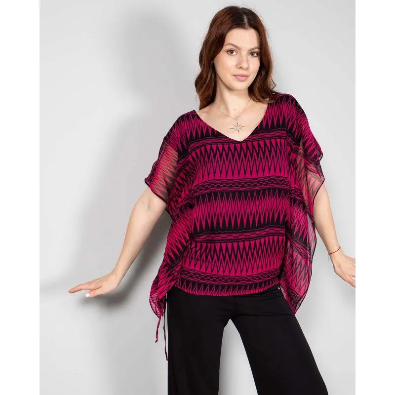 Bluza cu maneci tip fluture si imprimeu N2316A8004