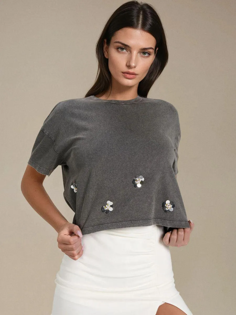 Tricou din bumbac cu efect de prespălare