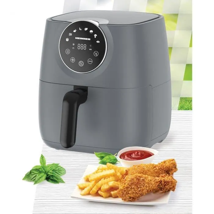 Friteuza cu aer cald Heinner SmartFry HAF-B6GREY1700, 1700 W, 5.7 l, Suport detasabil teflonat, Afisaj digital, Temporizator, Gri antracit