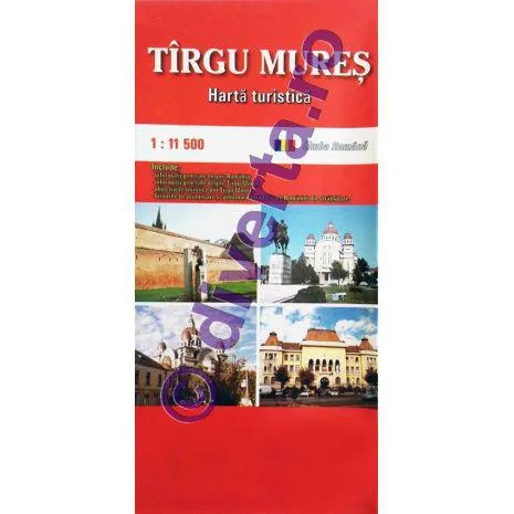 TARGU MURES, harta pliata turistica, rutiera, 50x70cm, scara 1:11.500
