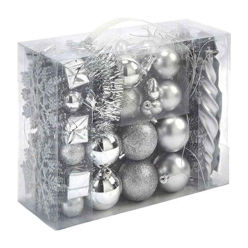 Set de 80 de diverse ornamente de Craciun Actuel argintii