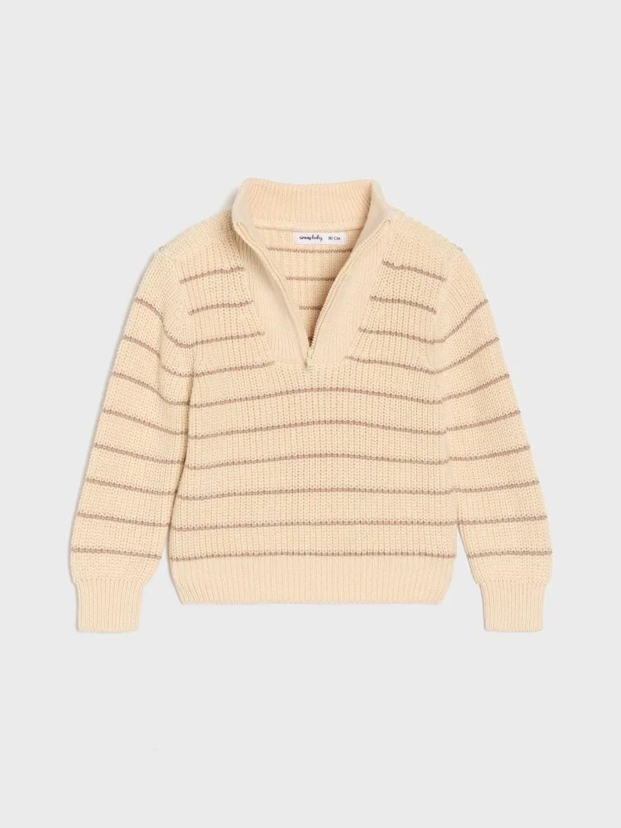 Pulover din bumbac, cu guler înalt