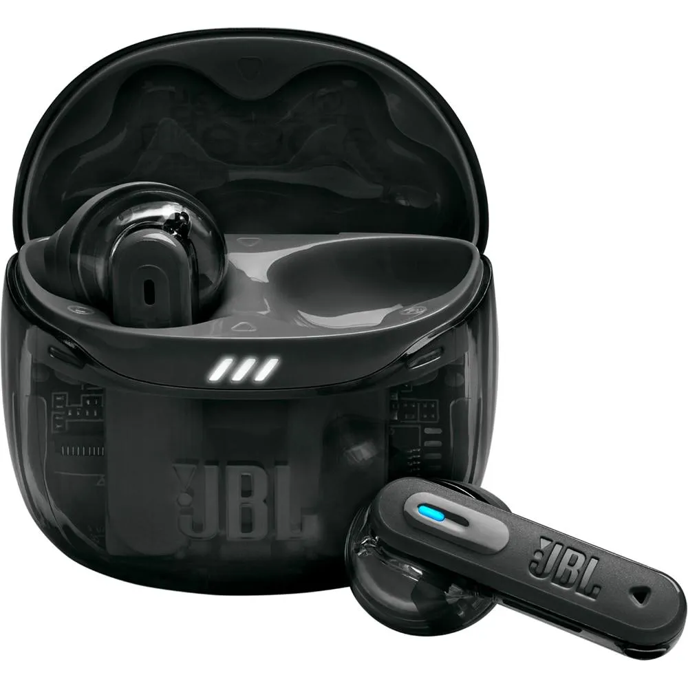 Casti JBL Tune Flex 2, True Wireless, Bluetooth, In-Ear, Microfon, Noise Cancelling, negru-transparent