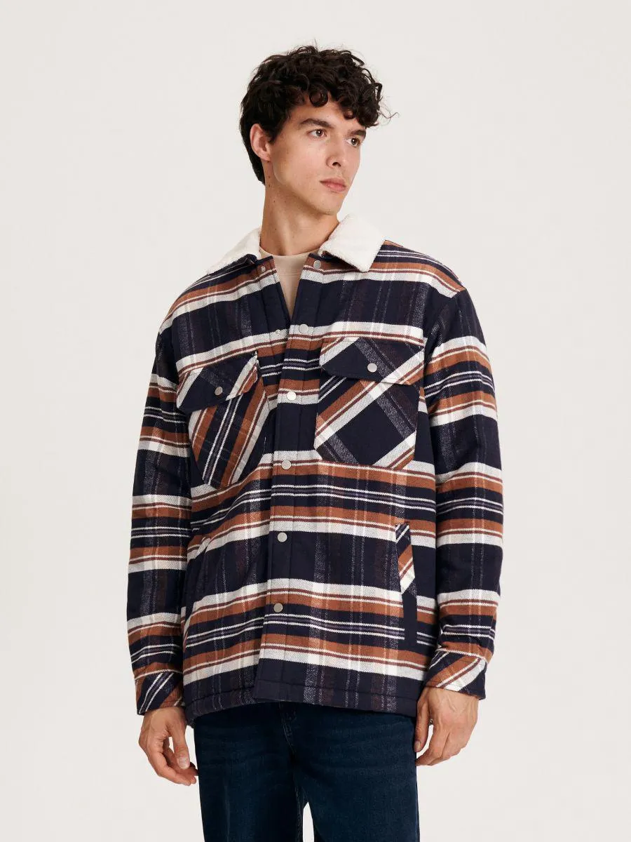 Geacă sherpa în carouri