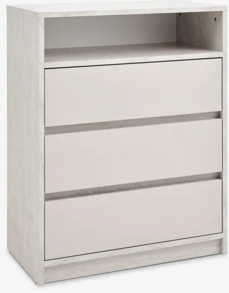 Comodă 3 sertare BILLUND aspect travertin/bej