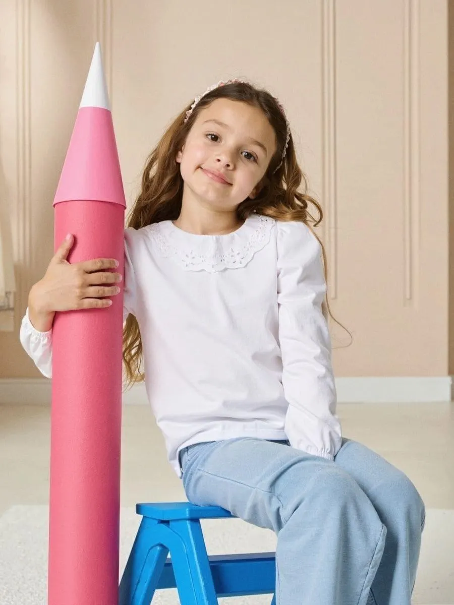 Bluză cu guler decorativ