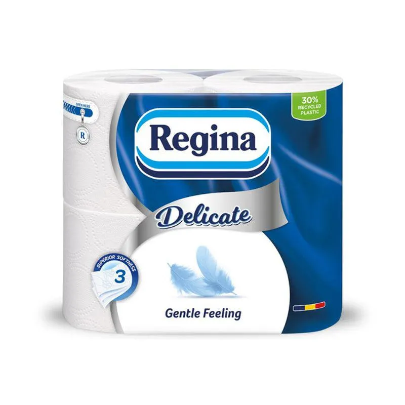 Hartie igienica Regina Delicate Gentle, 4 role, 3 straturi