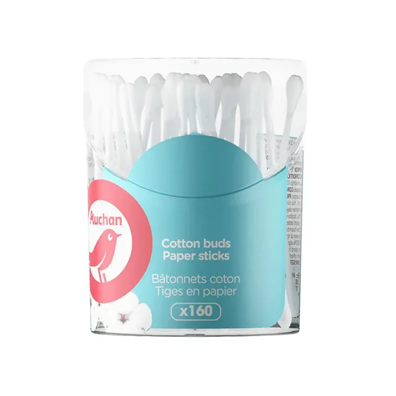 Betisoare de urechi Auchan in cutie rotunda 160 bucati