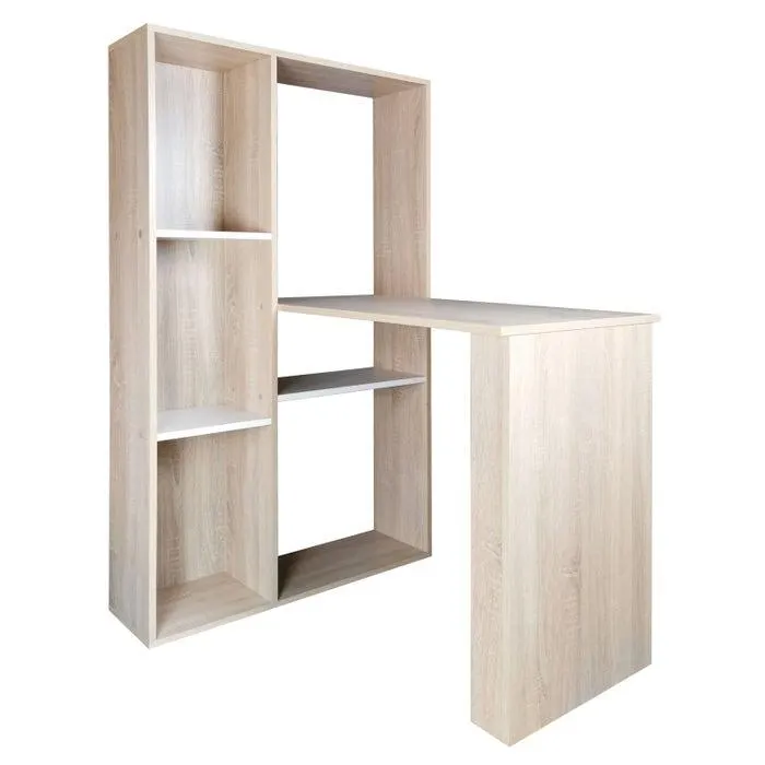 Birou cu biblioteca Baber, pentru calculator, stejar alb, 120 x 84 x 138 cm, 1C