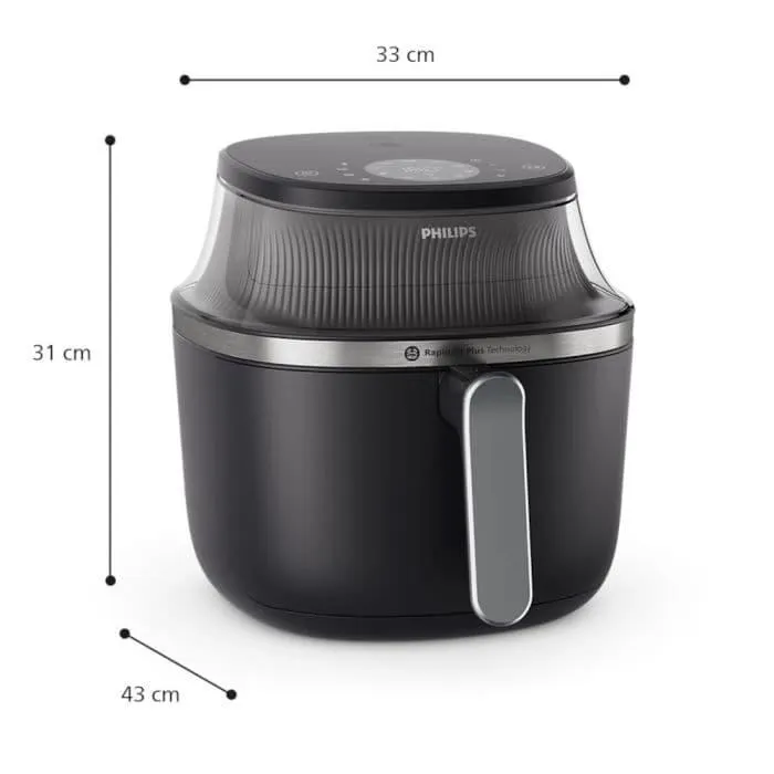 Friteuza cu aer cald Philips Seria 3000 NA331/00, 6.2 l, Tehnologie RapidAir Plus, 1700 W, Negru