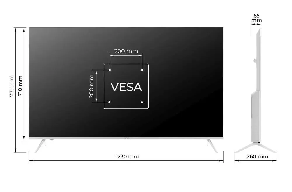 Televizor KIVI LED 55U760QW, 140 cm, Smart Android TV, Ultra HD, Alb, Clasa G