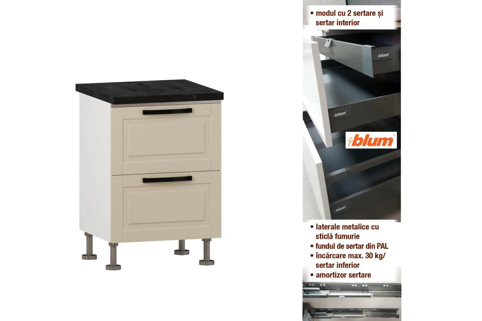 Modul cu 2 sertare L60