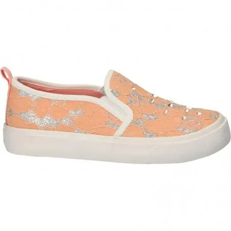 Espadrile portocalii, din dantela, pentru fete