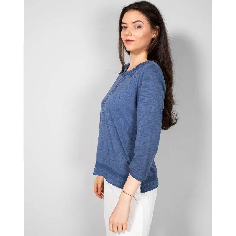 Bluza din bumbac cu maneca trei sferturi N240157020