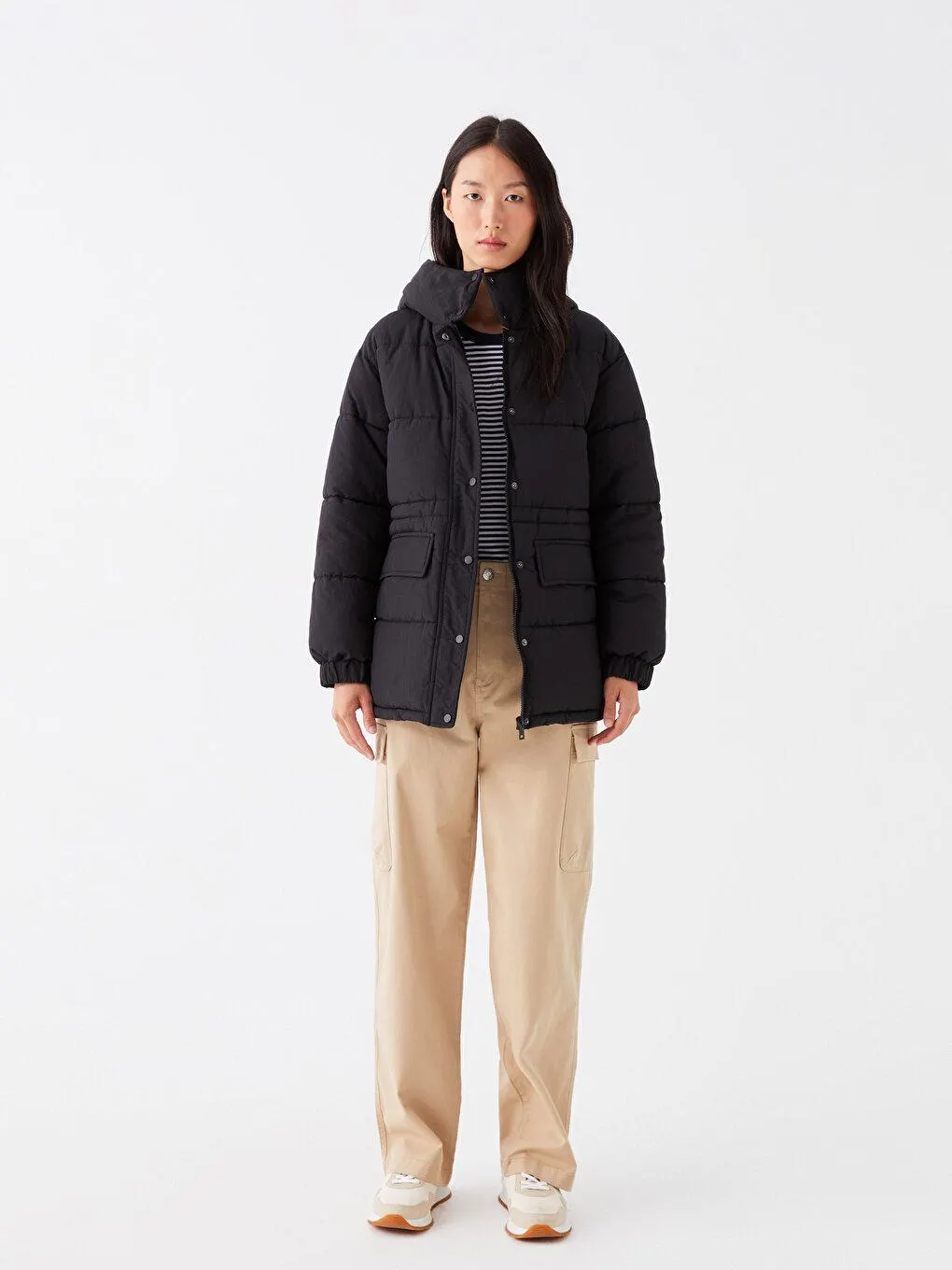 Palton Gonflabil,Cu Mânecă Lungă Şi Cu Glugă Pentru Femei