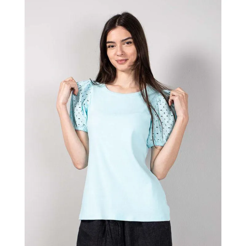 Bluza din bumbac striat cu maneca scurta N231682010