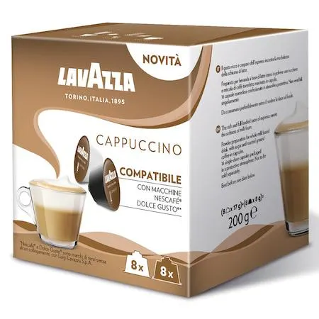 Pachet promo: 3 x Cafea capsule Lavazza Capuccino, compatibile Dolce Gusto, 16x8g