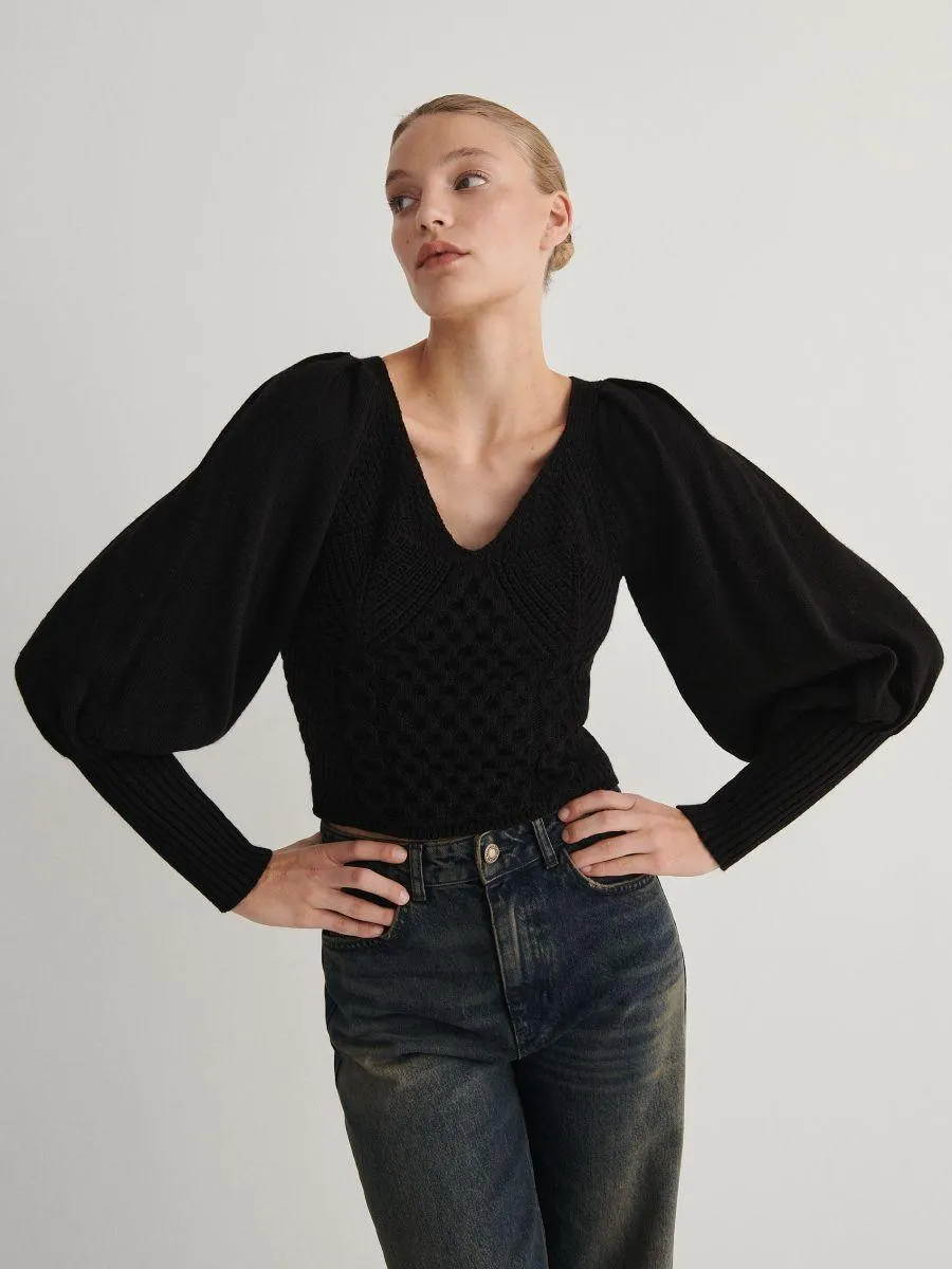 Pulover cu mâneci bufante