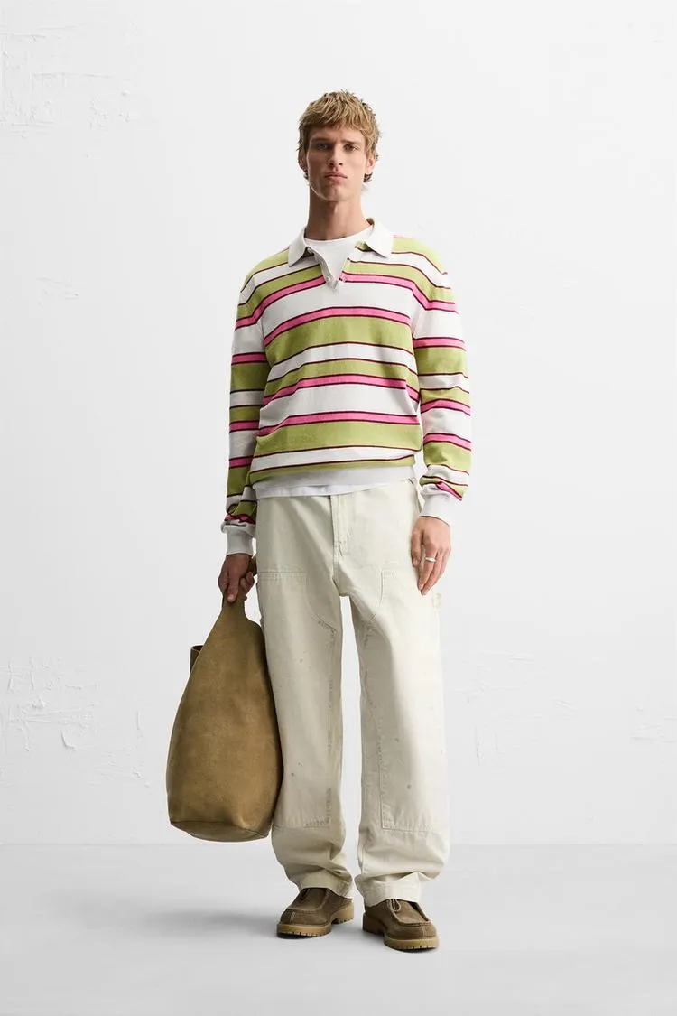 BLUZĂ POLO DIN TRICOT ÎN DUNGI