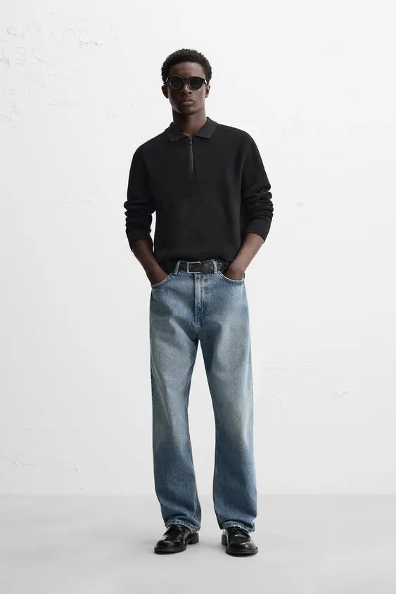 TRICOU POLO DIN TRICOT CU FERMOAR