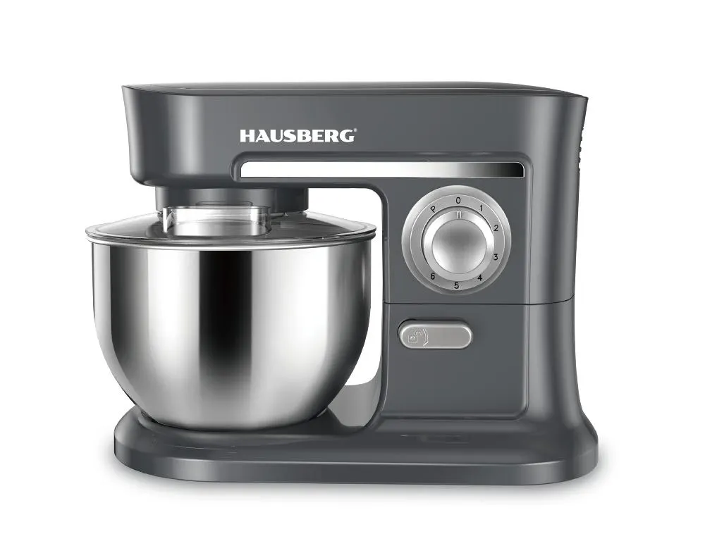 Mixer planetar Hausberg HB-7620GR, 5 litri, 6 viteze, 800 W, Gri