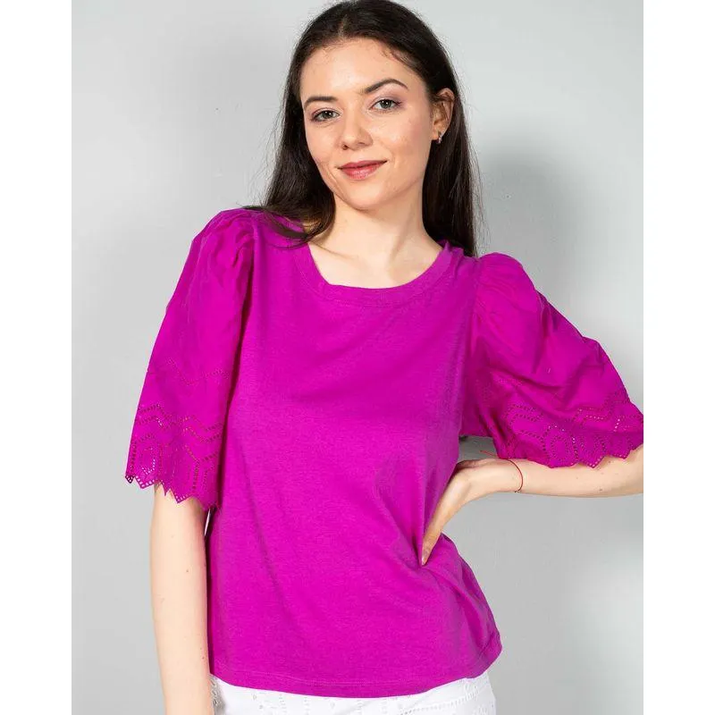 Bluza cu meneci clopot si model perforat N240157031