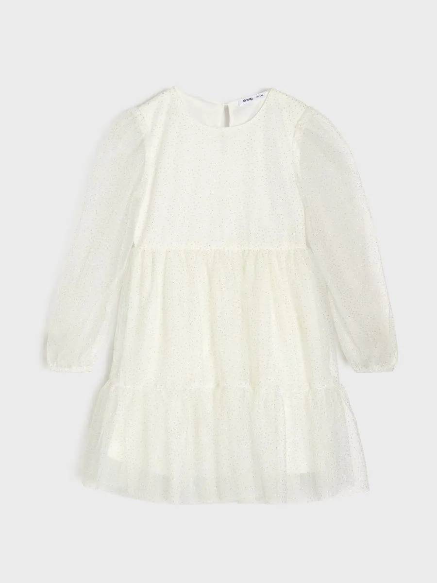 Rochie vaporoasă cu mâneci transparente